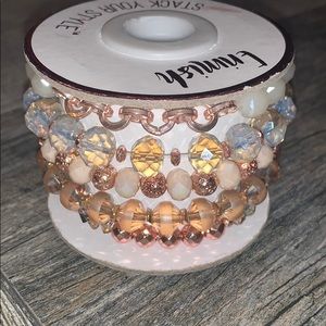 Pink and rose gold bracelet stack